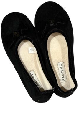 Rampage Black Velvet Bow Ballet Flats Slipper